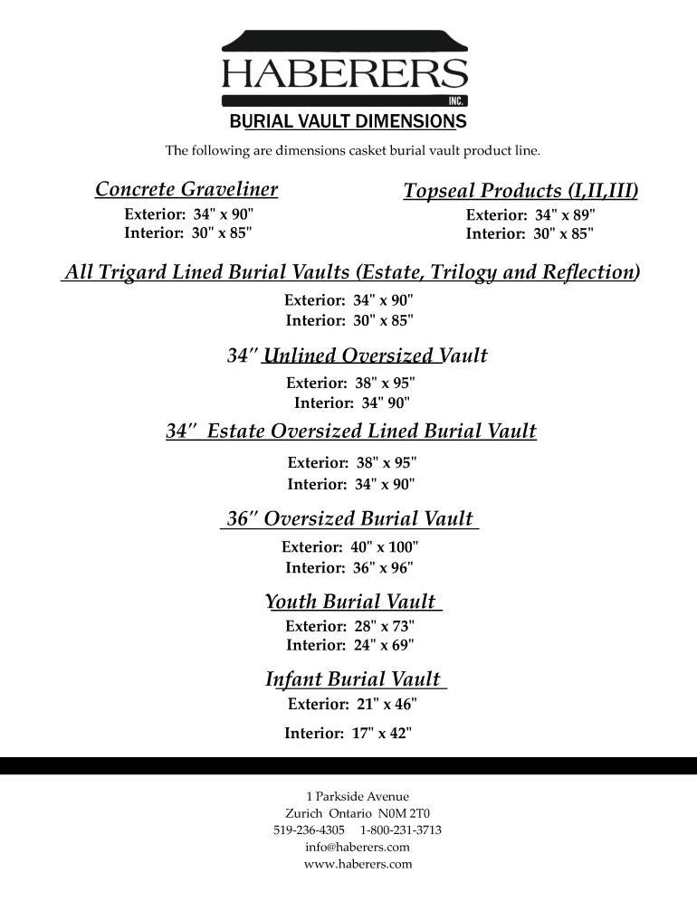 casket vault dimensions
